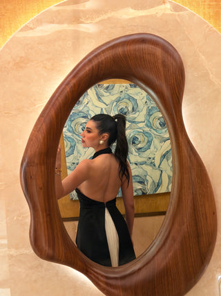 High-Neck Layered dress with Pleated Skirt