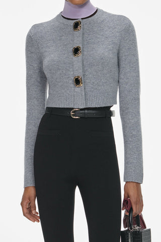 Soft Knit Button-Detail Cropped Cardigan