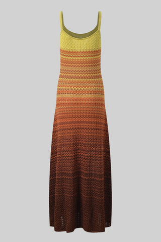 Sunset Striped Sleeveless Long Midi Dress