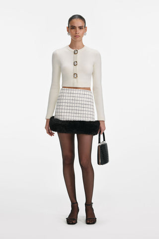Soft Knit Button-Detail Cropped Cardigan