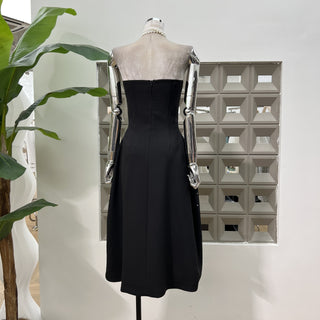 Pearl & Crystal Strapless Midi Dress