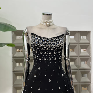 Pearl & Crystal Strapless Midi Dress