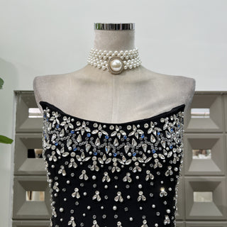 Pearl & Crystal Strapless Midi Dress