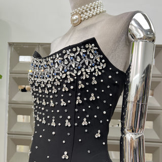 Pearl & Crystal Strapless Midi Dress