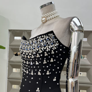Pearl & Crystal Strapless Midi Dress