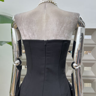 Pearl & Crystal Strapless Midi Dress