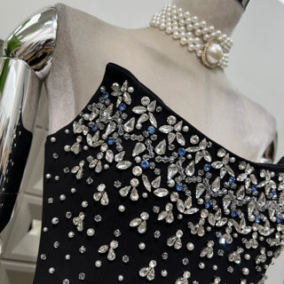 Pearl & Crystal Strapless Midi Dress