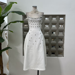 Pearl & Crystal Strapless Midi Dress