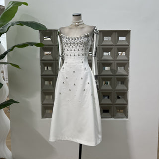 Pearl & Crystal Strapless Midi Dress