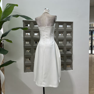 Pearl & Crystal Strapless Midi Dress