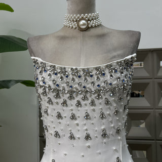 Pearl & Crystal Strapless Midi Dress