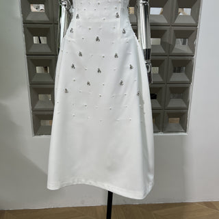 Pearl & Crystal Strapless Midi Dress