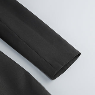 Black Blazer with Long Crystal Mesh Sleeves