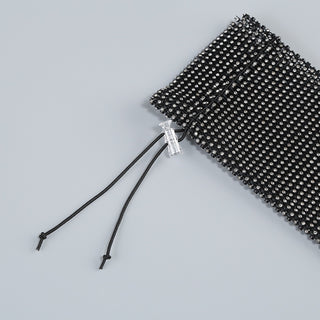 Black Blazer with Long Crystal Mesh Sleeves