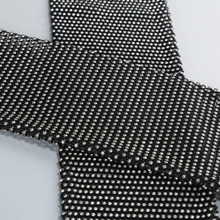 Black Blazer with Long Crystal Mesh Sleeves