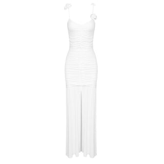 Bloomed Elegance Sleeveless Flower Long Dress