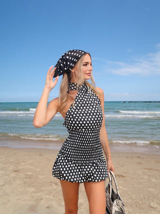 Polka Dot Halter Top & Bubble Mini Skirt Set