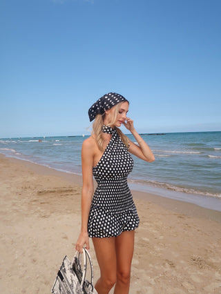 Polka Dot Halter Top & Bubble Mini Skirt Set