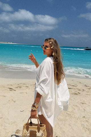 Breeze White Oversized Shirt & Drawstring Shorts Co-ord Set