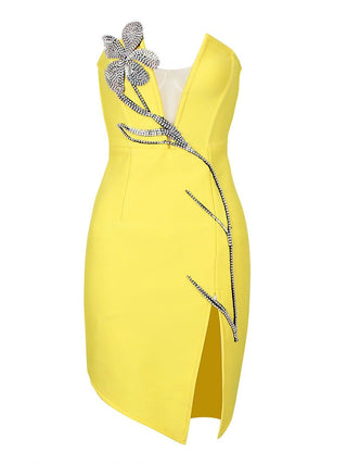 Zoe Bandage Strapless Flower Mini Dress