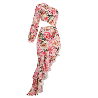 Roxanne One Shoulder Floral Long Dress