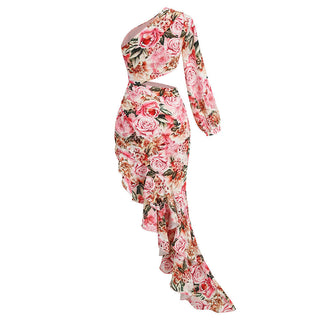 Roxanne One Shoulder Floral Long Dress