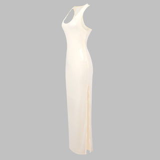 Sleeveless Sequin Halter Long Dress with High Slit