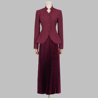 Elegant Tailored Blazer & Pleated Maxi Skirt Set