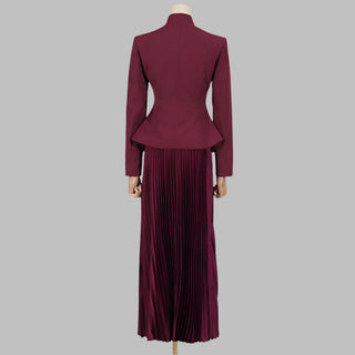 Elegant Tailored Blazer & Pleated Maxi Skirt Set