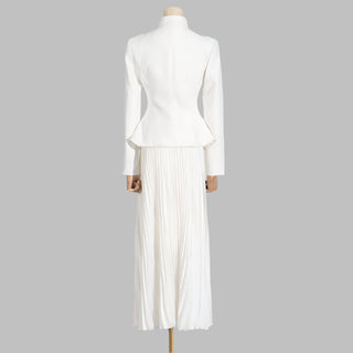 Elegant Tailored Blazer & Pleated Maxi Skirt Set