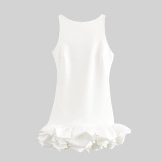 Ruffled Hem Sleeveless Romper Dress