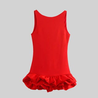 Ruffled Hem Sleeveless Romper Dress