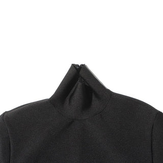 Bandage Crystal-Embellished Mock-Neck Jumpsuit with Long Sleeves