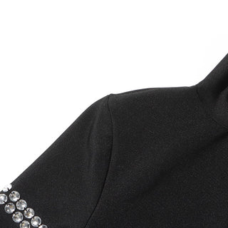 Bandage Crystal-Embellished Mock-Neck Jumpsuit with Long Sleeves