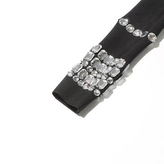 Bandage Crystal-Embellished Mock-Neck Jumpsuit with Long Sleeves