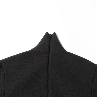 Bandage Crystal-Embellished Mock-Neck Jumpsuit with Long Sleeves