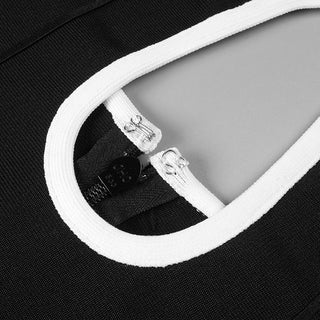 Black Bandage Midi Dress – Sleeveless Halter Cross-Strap Cutout Design