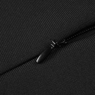 Black Bandage Midi Dress – Sleeveless Halter Cross-Strap Cutout Design