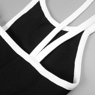 Black Bandage Midi Dress – Sleeveless Halter Cross-Strap Cutout Design