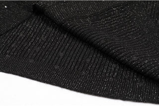 Black Glitter Ribbed Knit Two-Piece Set – Sleeveless Dress with Embellished Details and Long-Sleeve Cardigan