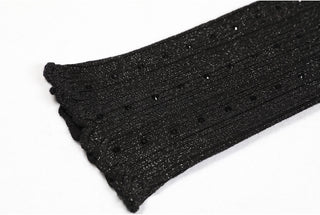 Black Glitter Ribbed Knit Two-Piece Set – Sleeveless Dress with Embellished Details and Long-Sleeve Cardigan