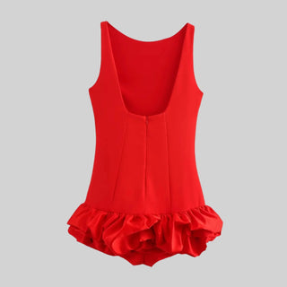 Ruffled Hem Sleeveless Romper Dress