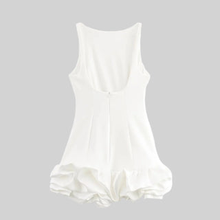 Ruffled Hem Sleeveless Romper Dress