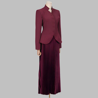 Elegant Tailored Blazer & Pleated Maxi Skirt Set