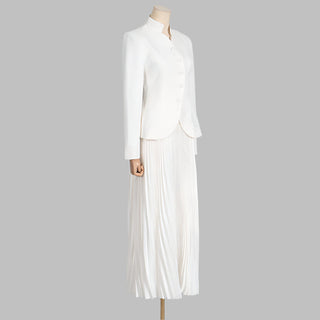 Elegant Tailored Blazer & Pleated Maxi Skirt Set