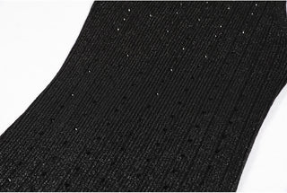Black Glitter Ribbed Knit Two-Piece Set – Sleeveless Dress with Embellished Details and Long-Sleeve Cardigan