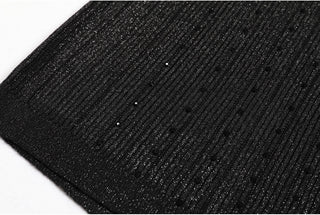 Black Glitter Ribbed Knit Two-Piece Set – Sleeveless Dress with Embellished Details and Long-Sleeve Cardigan