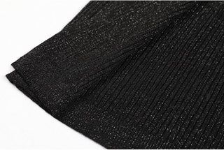 Black Glitter Ribbed Knit Two-Piece Set – Sleeveless Dress with Embellished Details and Long-Sleeve Cardigan