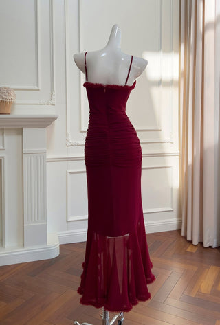 Elegant Sleeveless Long Mesh Dress with Ruffled Details
