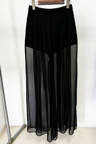 Sheer Wide-Leg Layered Pants